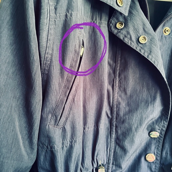 APROPOS Vintage 90s XL Navy Lining Full Zip Snap Windbreaker Parka Coat - Picture 8 of 16